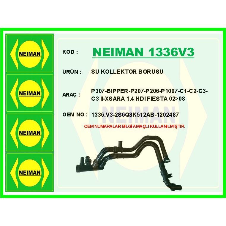 BESCHER SU KOLLEKTOR BORUSU P307-BIPPER-P207-P206-P1007-C1-C2-C3-C3 II-XSARA 1.4 HDI FIESTA 02>08 (1202487)