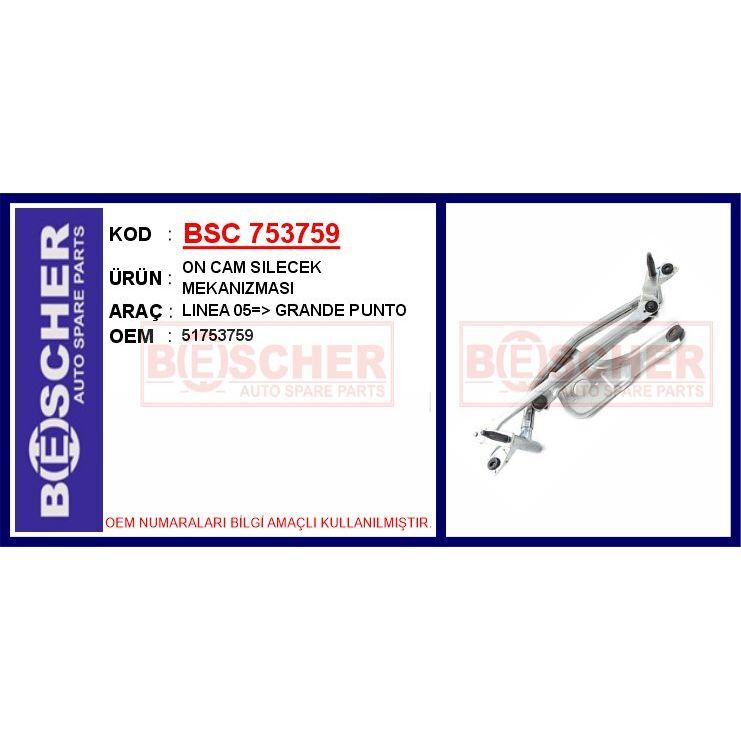 BESCHER ÖN CAM SİLECEK MEKANİZMASI MOTORSUZ FIAT LINEA 09> GRANDE PUNTO 05> PUNTO EVO 09> (51753759)