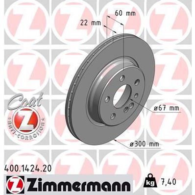 ZIMMERMANN FREN DISKI ARKA MERCEDES S-CLASS W140 W220 (A1404230412)