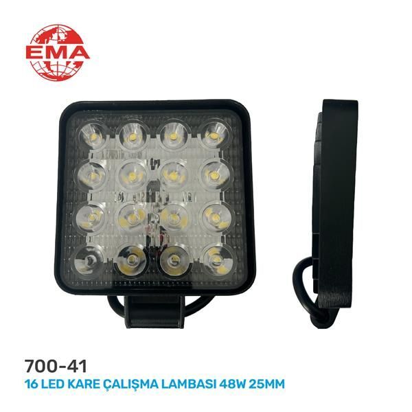 EMA ÇALIŞMA LAMBASI 16 LED KARE 12-24V 25MM