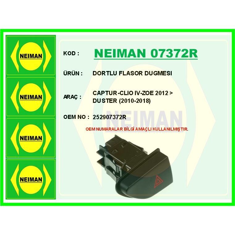 BESCHER DORTLU FLASOR DUGMESI CAPTUR-CLIO IV-ZOE 2012 > DUSTER 2010-2018 (252907372R)