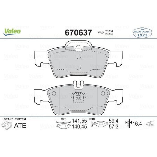VALEO FREN BALATASI ARKA MERCEDES W211 S211 C218 C219 W212 S212 W221 C215 (A0004208904)