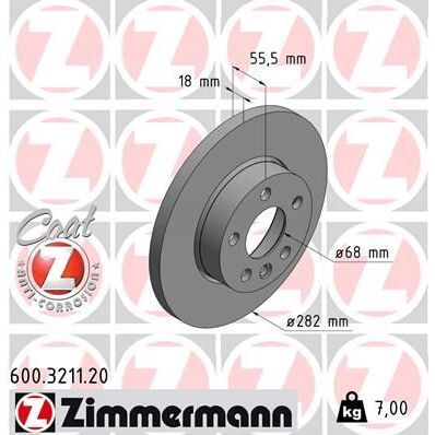 ZIMMERMANN ÖN FREN AYNASI TRANSPORTER T4 1.8 1.9 TD 2.0 2.4 D 2.5 TDİ 90/4.03 282X18X5DL 986478870-986479B54-DF2810 (701615301G)