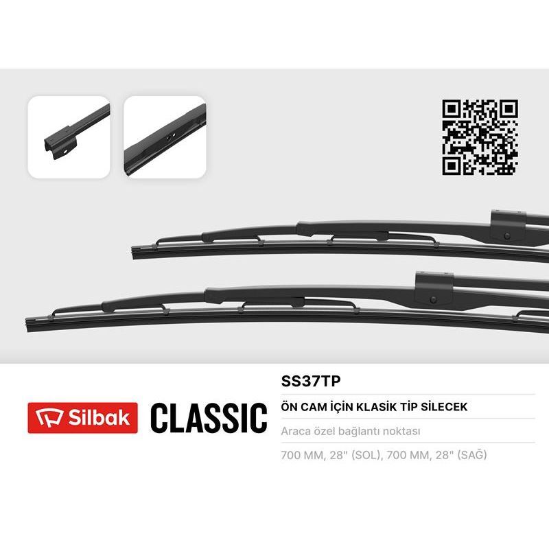 SILBAK SİLECEK SÜPÜRGESİ 700MM MAN SL200-MERCEDES 0302 V L-RENAULT MAGNUM-BMC BELDE-LEVEND XL BÜYÜK DELİKLİ