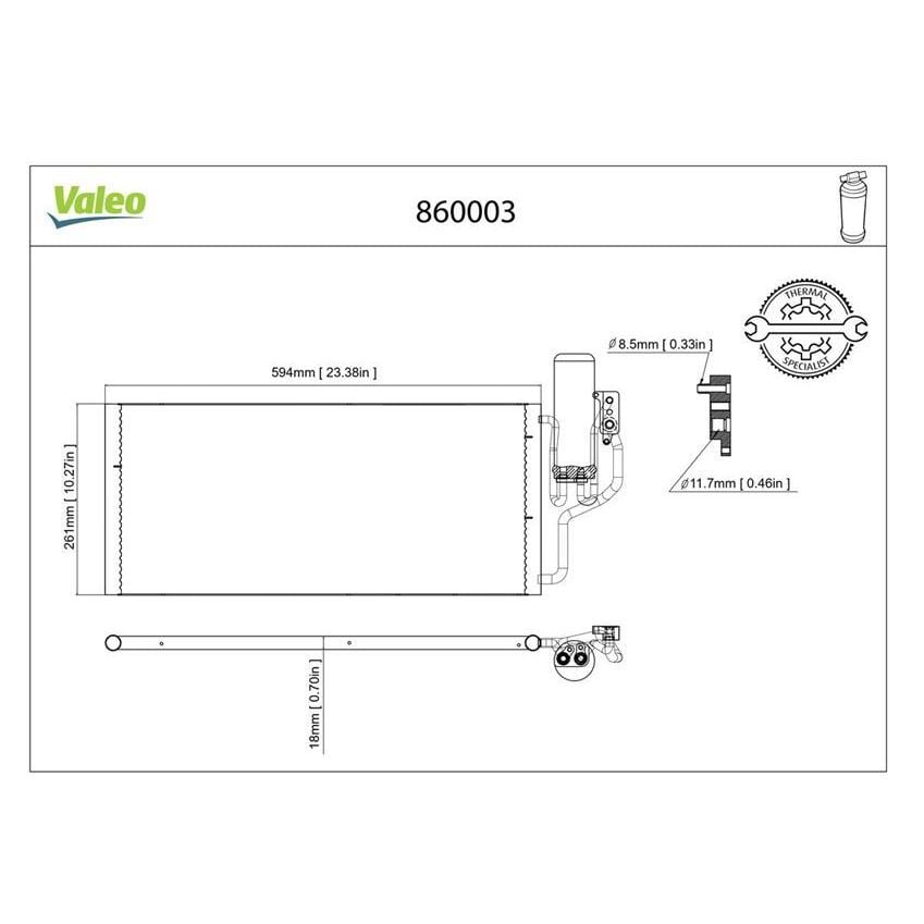 VALEO KLİMA RADYATÖRÜ KONDENSERİ KURUTUCU İLE COMBO-CORSA C 1.3CDTI-1.7CDTI 03 548X261X16 (13106020)