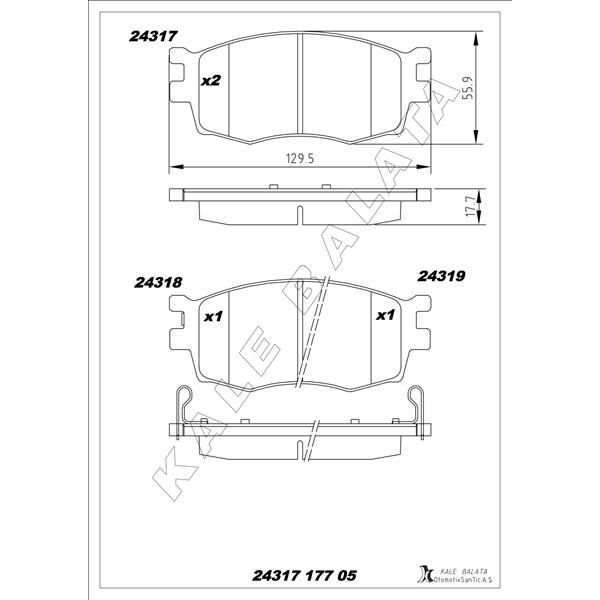 KALE BALATA ÖN FREN BALATA HYUNDAI ACCENT ERA 1.4L 1.6L BENZINLI 06-10 1.5L CRDI DIZEL 06-> / İ20 1.4L D4FC CRDI DIZEL 08-> / KIA RIO 1.4L 1.6L BENZINLI 05-> 1.5L CRDİ 06-> (581011GA00)