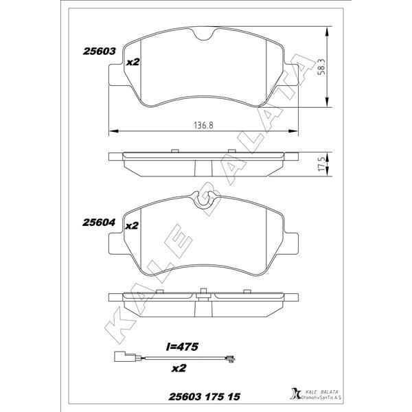 KALE BALATA ARKA BALATA FORD TOURNEO CUSTOM-TRANSIT CUSTOM 2.2 TDCI 12 > KABLOLU (BK212M008)