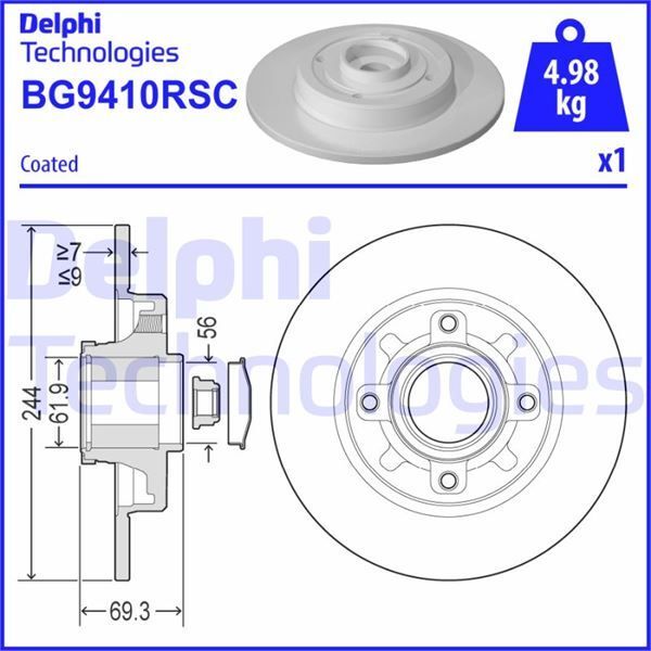 DELPHI ARKA FREN AYNASI PORYALI CROSSLAND-C4 CACTUS-C3-C3 AIRCROSS-2008-208 244X9X4DL DOLU (1623835180)