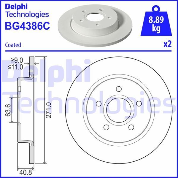 DELPHI ARKA FREN DISK AYNASI FOCUS III 11 17 271X11X63.5X41X5DL (1704765)