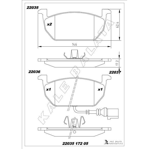 KALE BALATA ÖN BALATA ÜSTTEN KULAKLI GOLF7-A3-LEON-OCTAVIA 12 > (5Q0698151C)