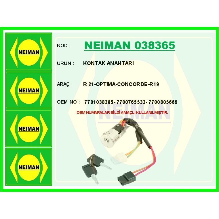 BESCHER KONTAK ANAHTARI R 21-OPTIMA-CONCORDE-R19 (7700765533)