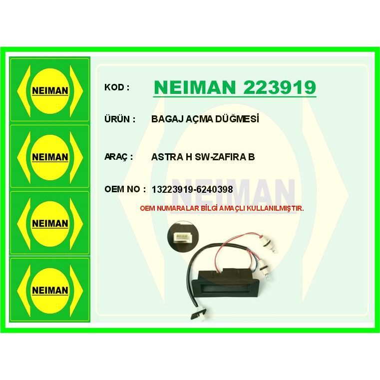 BESCHER BAGAJ AÇMA DÜĞMESİ ASTRA H SW-ZAFIRA B (13223919)
