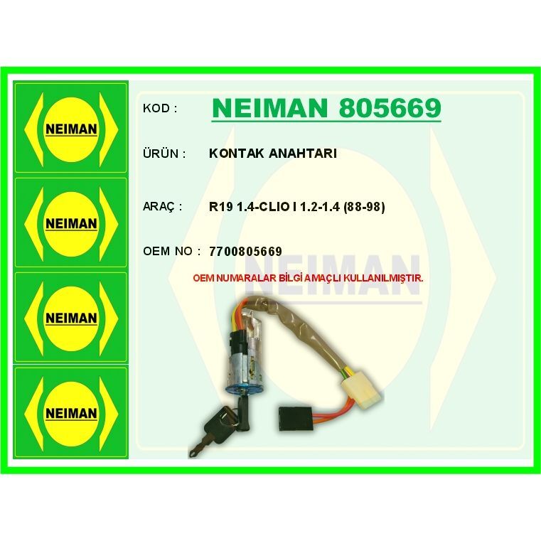 BESCHER KONTAK ANAHTARI R19 1.4-CLIO I 1.2-1.4 88-98 (7700805669)
