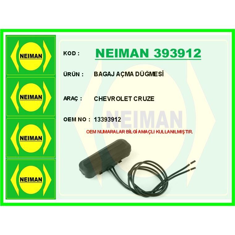 BESCHER BAGAJ AÇMA DÜĞMESİ CHEVROLET CRUZE (13393912)