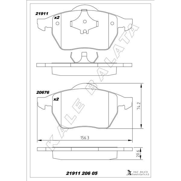 KALE BALATA DİSK FREN BALATASI ÖN BORA 1998-2005-GOLF III-IV-NEW BEETLE 1999-2010-PASSATA3 1996-2003-TT 98-06 (1J0698151L)