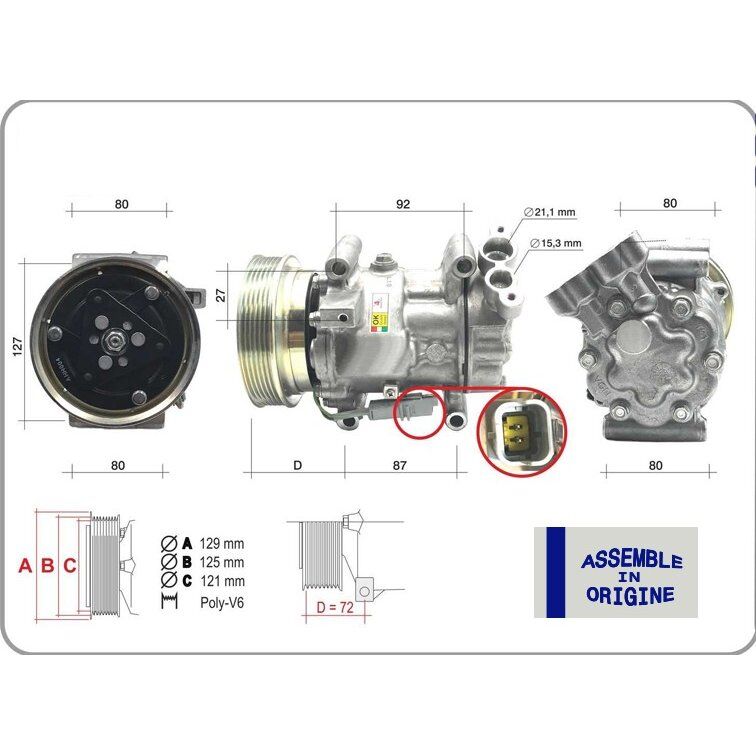 GUA KLİMA KOMPRESÖRÜ SIFIR ÜRÜN RENAULT CLIO III 04>12 KANGOO II 08> MODUS 04> MICRA III 03>10 QASHQAI J10 06>13 1.5DCI K9K 12V 6 KANAL 125MM MERCEDES CITAN W415 12> (8200953359)