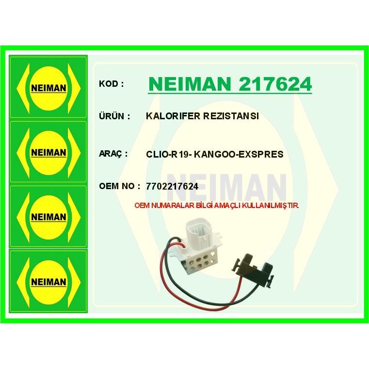 BESCHER KALORIFER REZISTANSI CLIO-R19- KANGOO-EXSPRES (7702217624)
