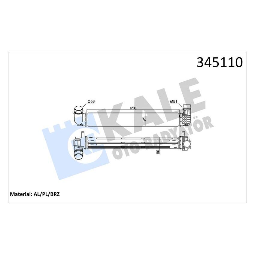 KALE RADYATOR TURBO RADYATÖRÜ INTERCOOLER FLUENCE MGN III-SCENIC III 1.5DCI 09> 657X91X80 110LUK AL/PL/BRZ (144960006R)