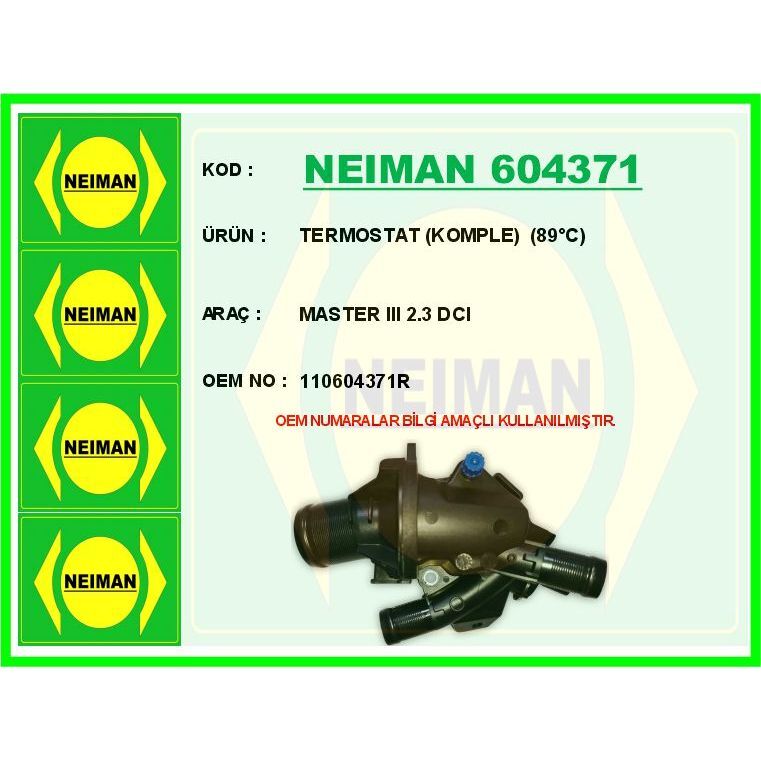 BESCHER TERMOSTAT 89 C RENAULT MASTER III 10> 2.3DCI NISSAN NAVARA YS23 15> 2.3L (110604371R)