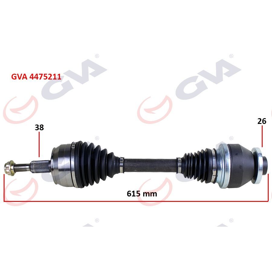 GVA KOMPLE AKS SOL TRANSPORTER T5 2.5 TDİ 03-11 6 VİTES 615MM (7H0407271AA)