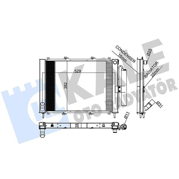 KALE RADYATOR RADYATÖR KONDENSER KNG 1.9 DCİ 03 MEK AC AL/AL 595X377X40 (8200267994)