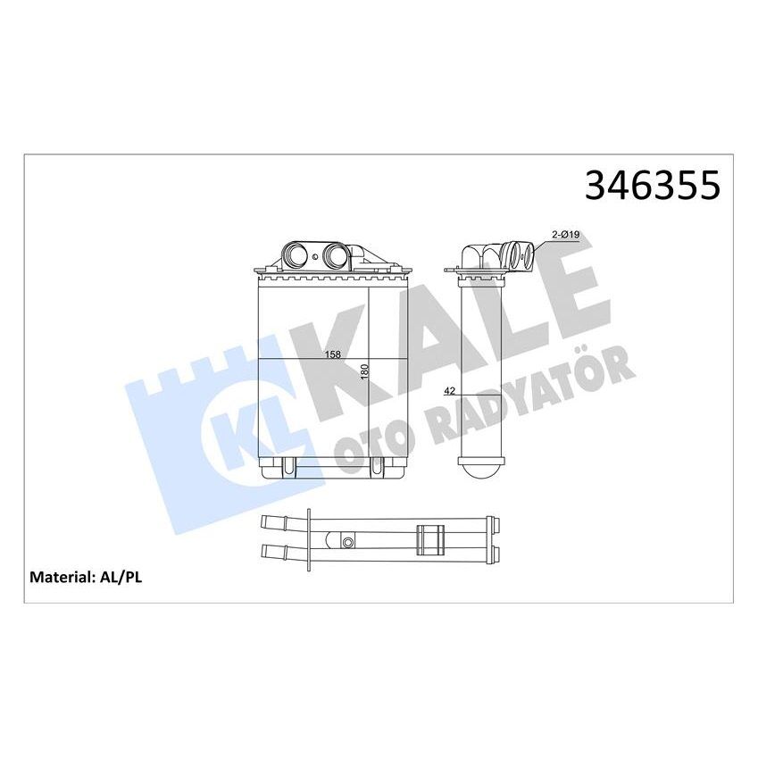 KALE-RADYATOR KALORIFER RADYATORU FIAT 500C FIAT 500 FIAT 500L PANDA FORD KA 1.2 1.3 1.4 (77362540)