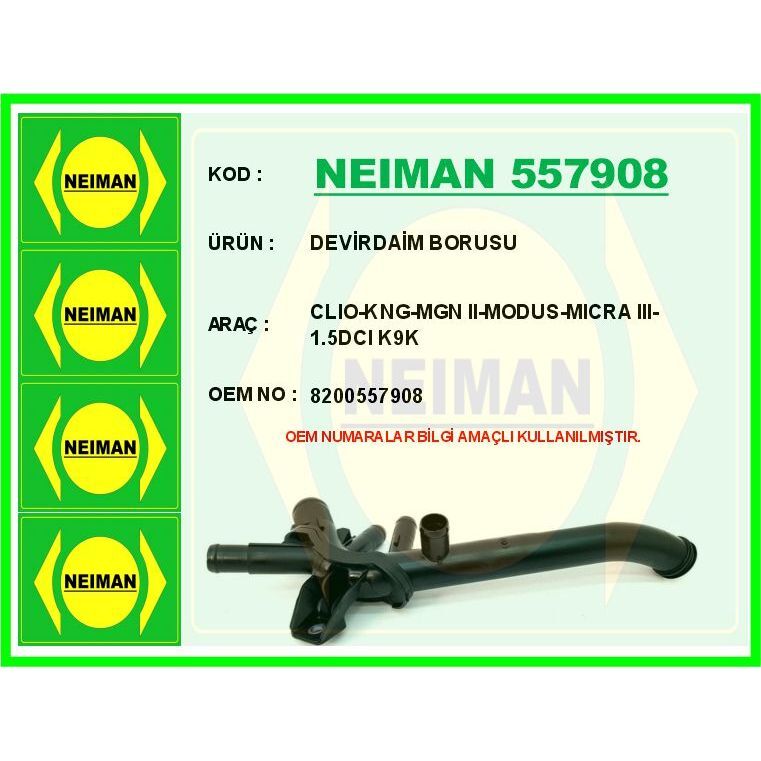BESCHER DEVİRDAİM BORUSU CLIO-KNG-MGN II-MODUS-MICRA III-1.5DCI K9K (8200557908)