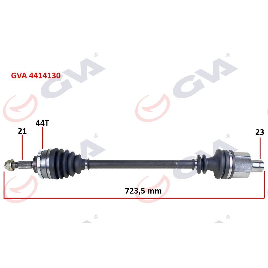 GVA KOMPLE AKS SAĞ CLIO II 1.5DCI 98-05 ABS Lİ 44DİŞ 728MM YAYLI (391004165R)