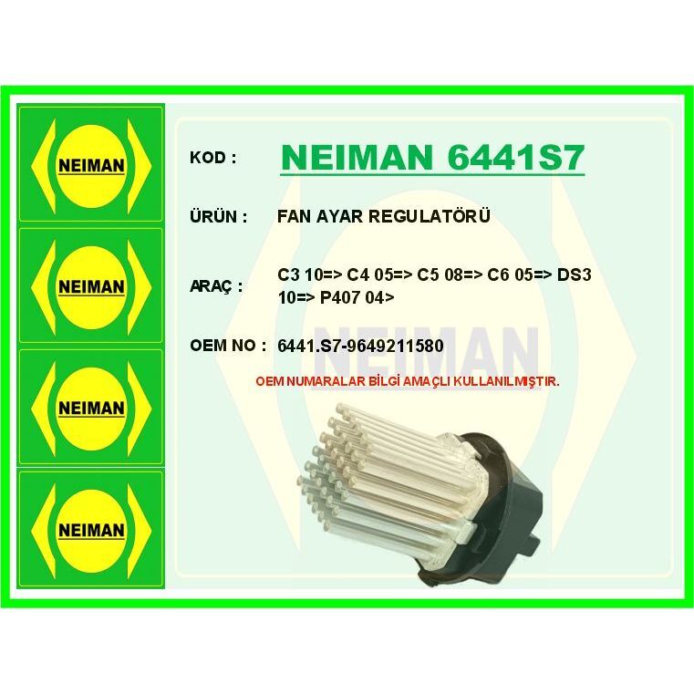 BESCHER FAN AYAR REGULATÖRÜ C3 10 > C4 05 > C5 08 > C6 05 > DS3 10 > P407 04> (6441.S7)