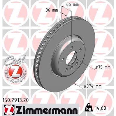 ZIMMERMANN FREN DİSKİ KARBONLU HAVALANDIRMALI TEKLİ ÖN SAĞ BMW F10-F11-F12-F13-F01-F02-F03-F04 0986479E27-DF6614S (34106894384)