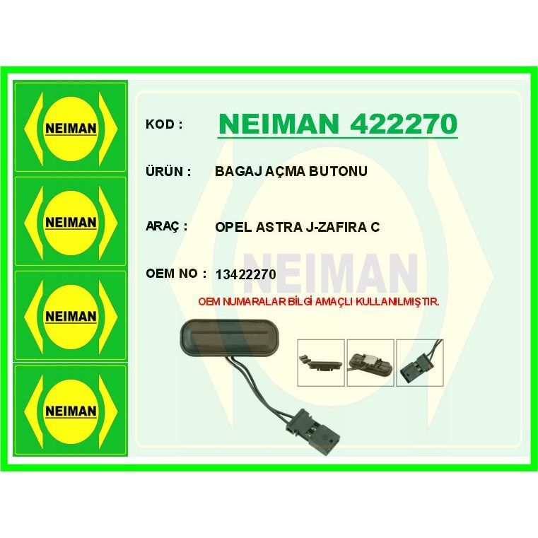 BESCHER BAGAJ AÇMA BUTONU OPEL ASTRA J-ZAFIRA C (13422270)