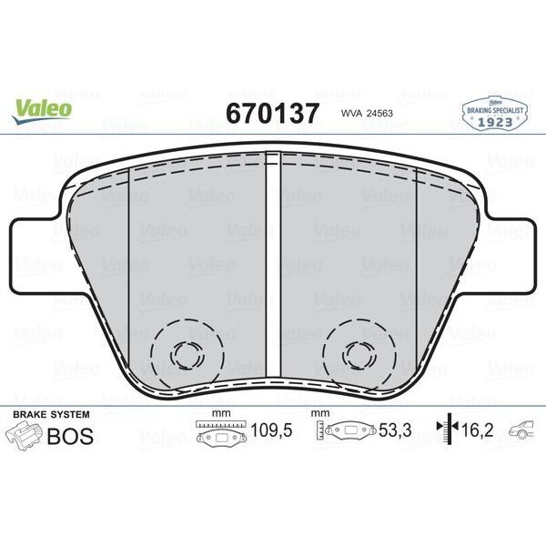 VALEO ARKA BALATA CADDY-GOLF6-JETTA-A3-OCTAVIA-SUPERB 10 > (2K5698451)