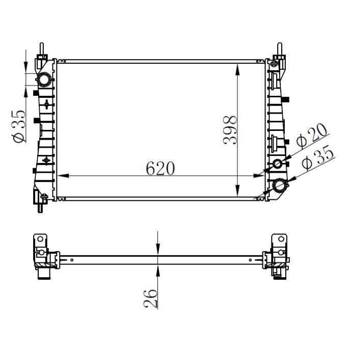 GVA RADYATÖR BRAZİNG LINEA 1.3 JTD AC KLİMASIZ MEK 621X395X26 (51785217)