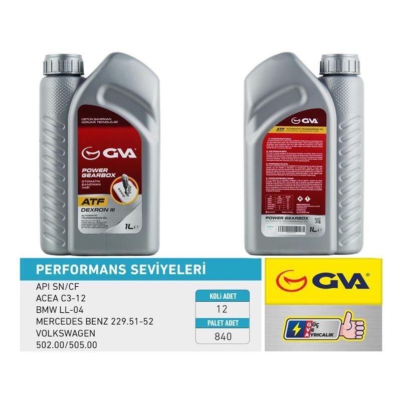 GVA OTOMATİK ŞANZIMAN YAĞI ATF III 1 LT PLATINUM DEXRON III KIRMIZI (93165290)