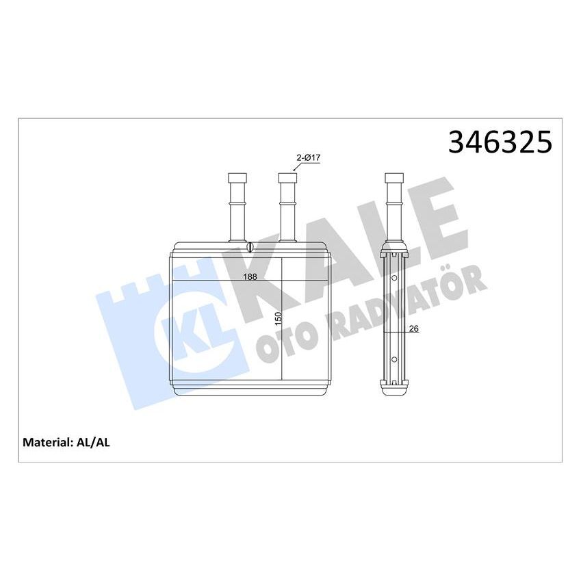 KALE RADYATOR KALORİFER RADYATÖRÜ CHEVROLET AVEO 06- / KALOS 05- - ALEMİNYUM (96539642)