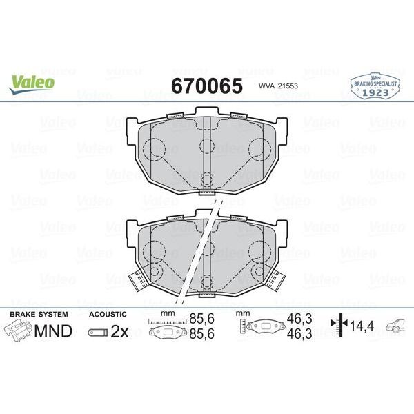 VALEO ARKA BALATA HYUNDAI ELENTRA II-III KIA CERATO 1.5 CRDİ NISSAN MAXIMA III 583022FA10-5830228A00 (4406090E90)