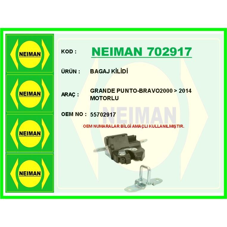 BESCHER BAGAJ KİLİDİ GRANDE PUNTO-BRAVO2000 > 2014 MOTORLU (55702917)