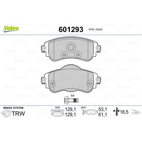 VALEO ÖN FREN BALATASI CITROEN C4 B7 1.4 VTI 09 C4 1.6 HDI 11/2009 DS4 1.6 HDI 1. 4.2011 FTE KIRMIZI KUTU (4254.A9)