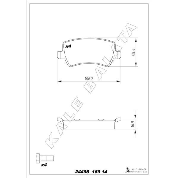 KALE BALATA ARKA FREN BALATASI S-MAX 09> 06> GALAXY III 06> VOLVO S60 10> S80 06> V60 -V70 06> XC60 08>XC70 06> (30794554)