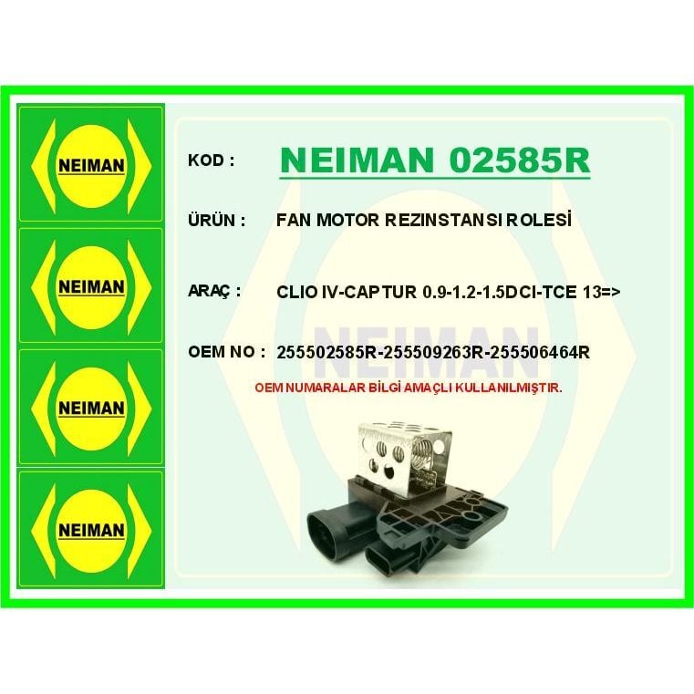 BESCHER FAN MOTOR REZINSTANSI ROLESİ CLIO IV-CAPTUR 0.9-1.2-1.5DCI-TCE 13 > (255502585R)