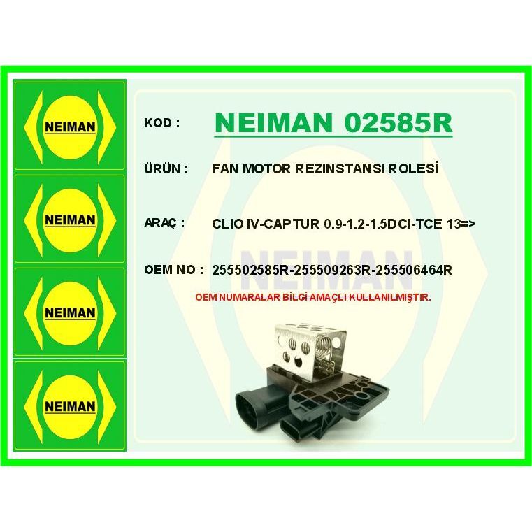 BESCHER FAN MOTOR REZINSTANSI ROLESİ CLIO IV-CAPTUR 0.9-1.2-1.5DCI-TCE 13 > (255502585R)