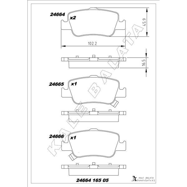 KALE BALATA ARKA FREN BALATA TOYOTA AURIS. COROLLA 1.33L 1.6L 1NR-FE 1ZR-FAE NRE180 ZRE181 ZRE185 12- 1.4L 1ND-FTV D-4D NDE150 NDE180 07- (0446602180)