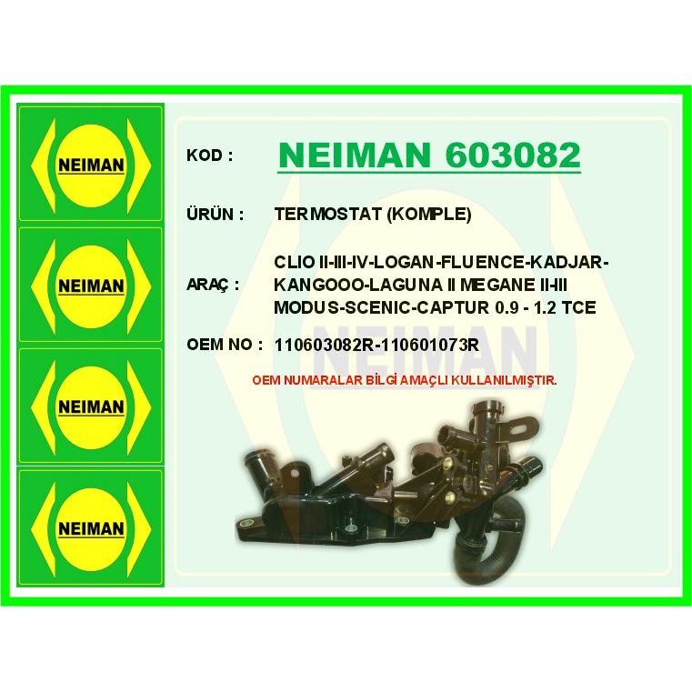 BESCHER TERMOSTAT KOMPLE CLIO II-III-IV-LOGAN-FLUENCE-KADJAR-KANGOOO-LAGUNA II MEGANE II-III MODUS-SCENIC- (110601073R)