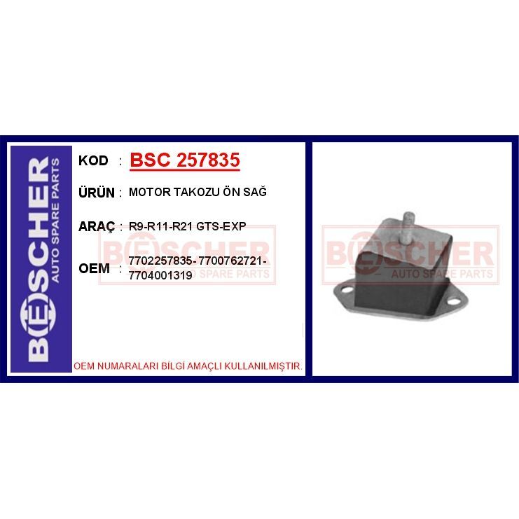 BESCHER MOTOR TAKOZU ÖN SAĞ R9-R11-R21 GTS-EXP (7702257835)