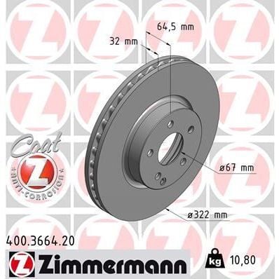 ZIMMERMANN FREN DISKI ON MERCEDES W204 S204 W212 C207 R172 (A0004211212)