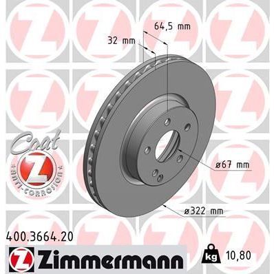 ZIMMERMANN FREN DISKI ON MERCEDES W204 S204 W212 C207 R172 (A0004211212)