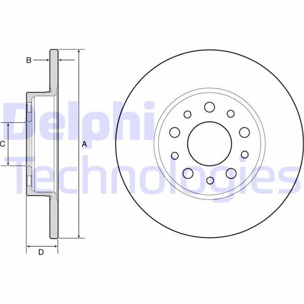DELPHI FREN DİSKİ ARKA FIAT 500 L 12 EGEA 15 1.0 1.3 MTJ 1.4 1.6 MTJ 15 251X41X5 DELİK (51808471)