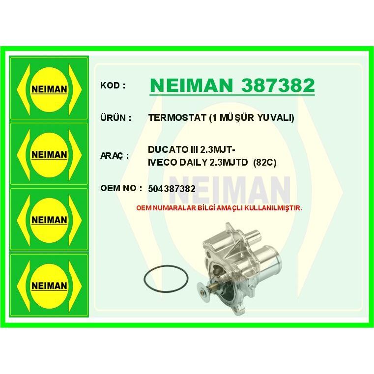 BESCHER TERMOSTAT 1 MÜŞÜR YUVALI DUCATO III 2.3MJT-IVECO DAILY 2.3MJTD 82C (504387382)