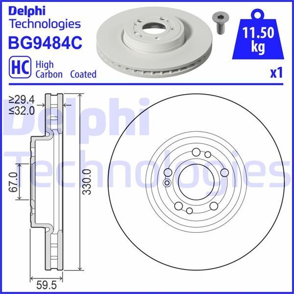 DELPHI FREN DISKI ON MERCEDES GLE-CLASS V167 18 21 (A1674210601)