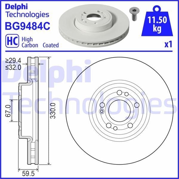 DELPHI FREN DISKI ON MERCEDES GLE-CLASS V167 18 21 (A1674210601)